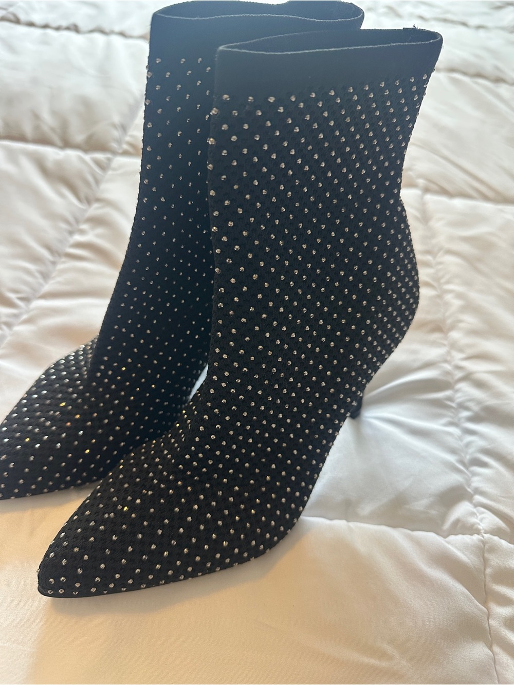 Like New MIA Black Rhinestone Pointed Toe Ankle Booties